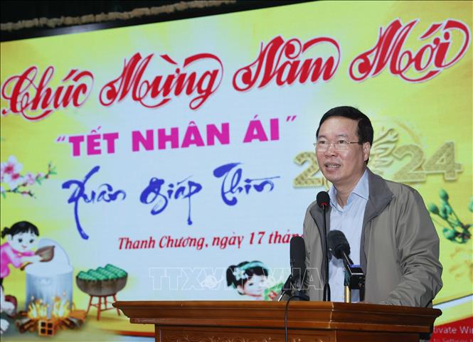 Chủ tịch nước dự 'Tết nhân ái' Xuân Giáp Thìn năm 2024 tại Nghệ An 