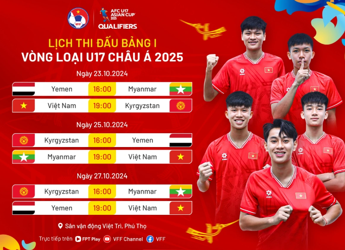 Lịch trực tiếp vòng loại U17 châu Á 2025: U17 Việt Nam so tài U17 Kyrgyzstan