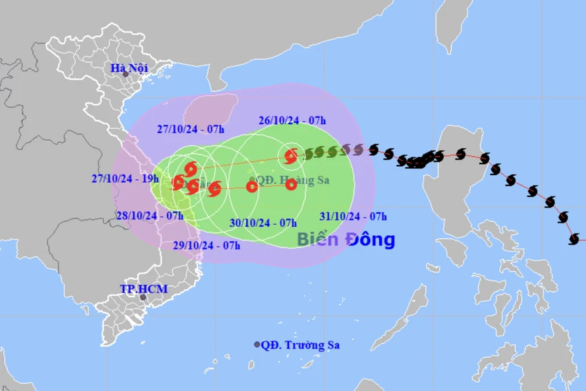 Bão Trà Mi giật cấp 14 đang hướng vào Trung Trung Bộ 